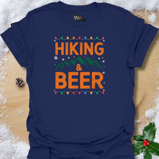 HIKING & BEER Christmas T-Shirt | Vibrant Outdoor and Holiday Design