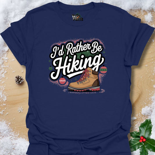 Winter Hiking Graphic T-Shirt with Ornaments | TrekForte Christmas Edition