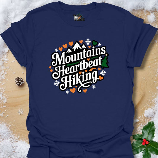 Hiking Love and Adventure T-Shirt | Mountains Heartbeat Design by TrekForte