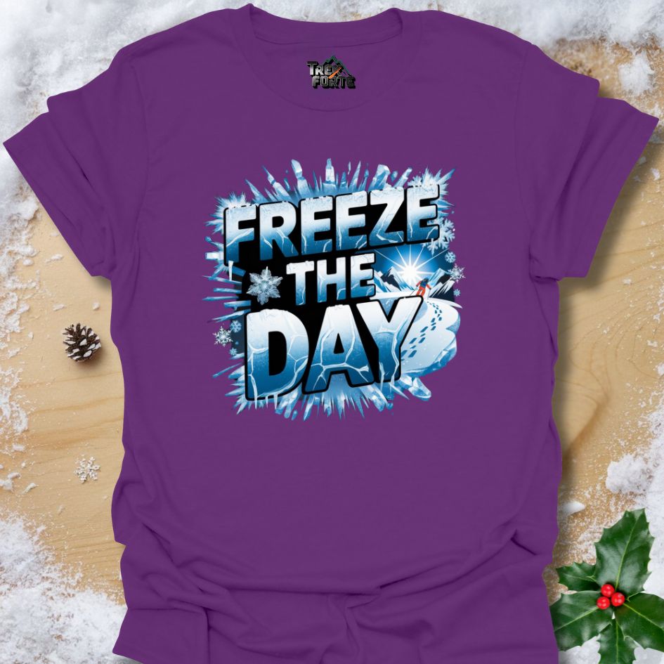 Freeze the Day Snow Skiing T-shirt | Bold Winter Adventure Design