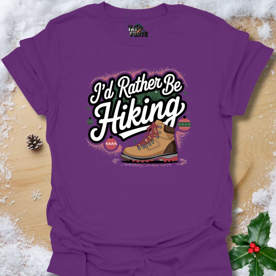 Winter Hiking Graphic T-Shirt with Ornaments | TrekForte Christmas Edition