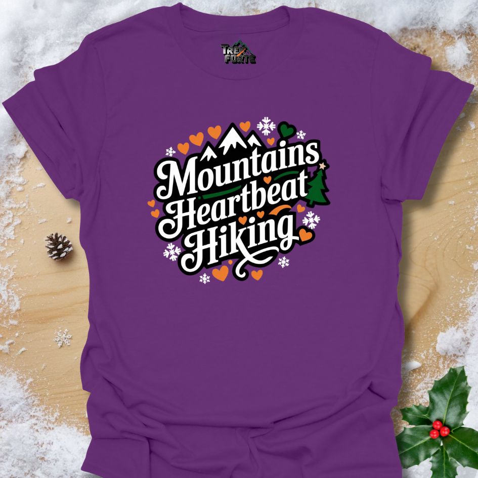 Hiking Love and Adventure T-Shirt | Mountains Heartbeat Design by TrekForte