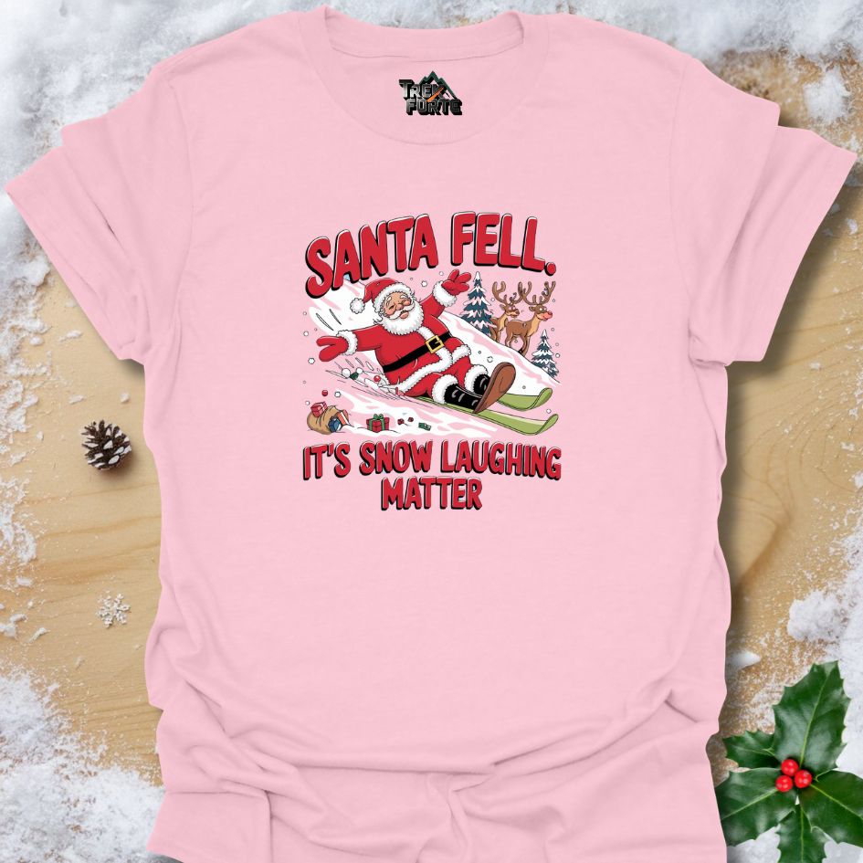 Santa Fell Funny Christmas Design | Sledding Mishap with Reindeer and Holiday Humor