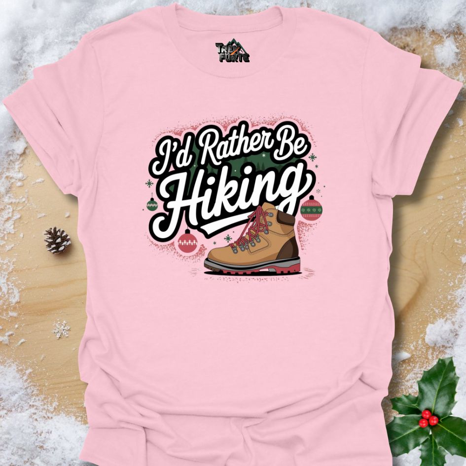 Winter Hiking Graphic T-Shirt with Ornaments | TrekForte Christmas Edition