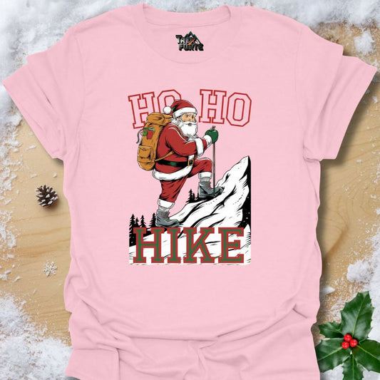 Santa Hiking Up a Mountain T-Shirt | HIKE Festive Outdoor Shirt