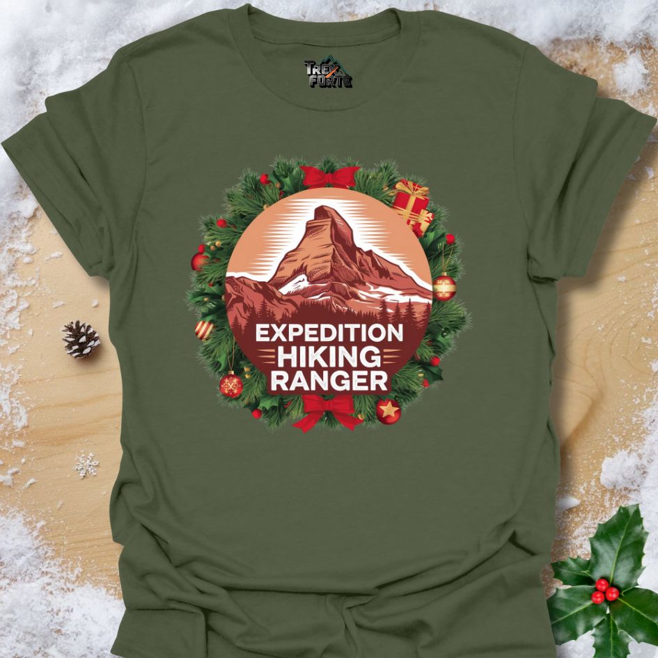 Expedition Hiking Ranger Graphic Tee | Festive Outdoor Christmas Design