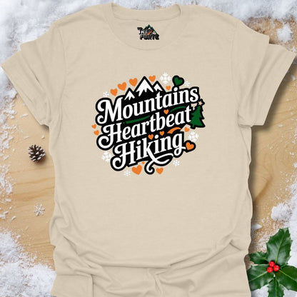 Hiking Love and Adventure T-Shirt | Mountains Heartbeat Design by TrekForte