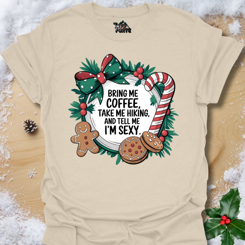 Festive Holiday Wreath T-Shirt | Gingerbread Man, Candy Cane & Christmas Cheer