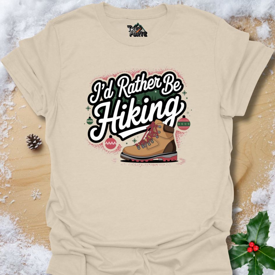 Winter Hiking Graphic T-Shirt with Ornaments | TrekForte Christmas Edition