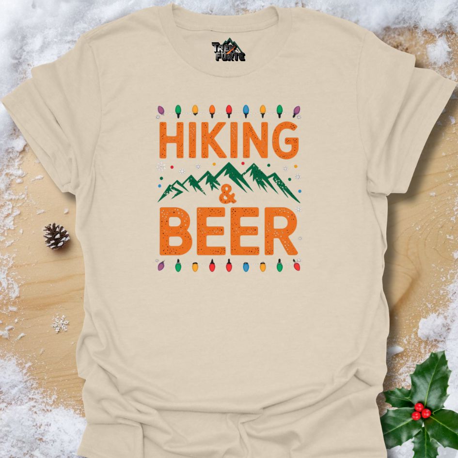 HIKING & BEER Christmas T-Shirt | Vibrant Outdoor and Holiday Design