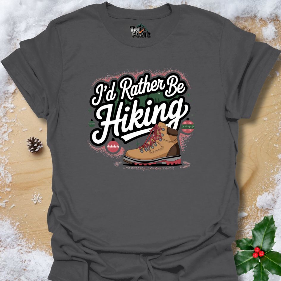 Winter Hiking Graphic T-Shirt with Ornaments | TrekForte Christmas Edition