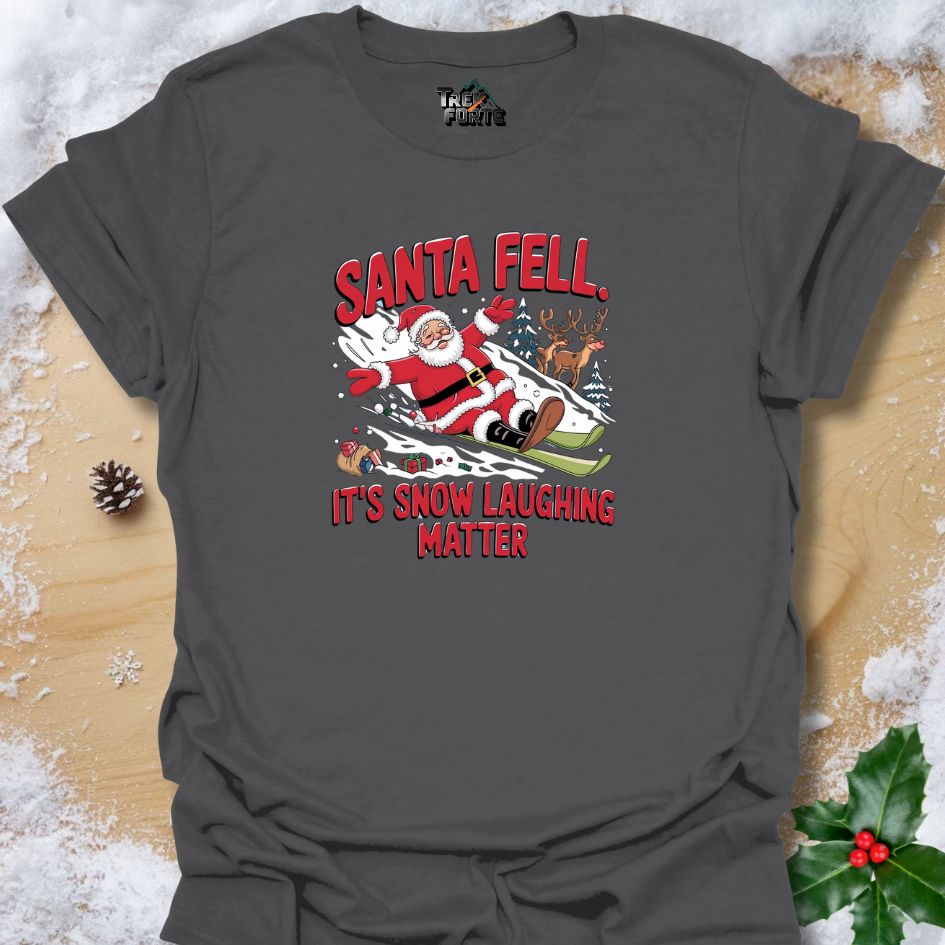 Santa Fell Funny Christmas Design | Sledding Mishap with Reindeer and Holiday Humor