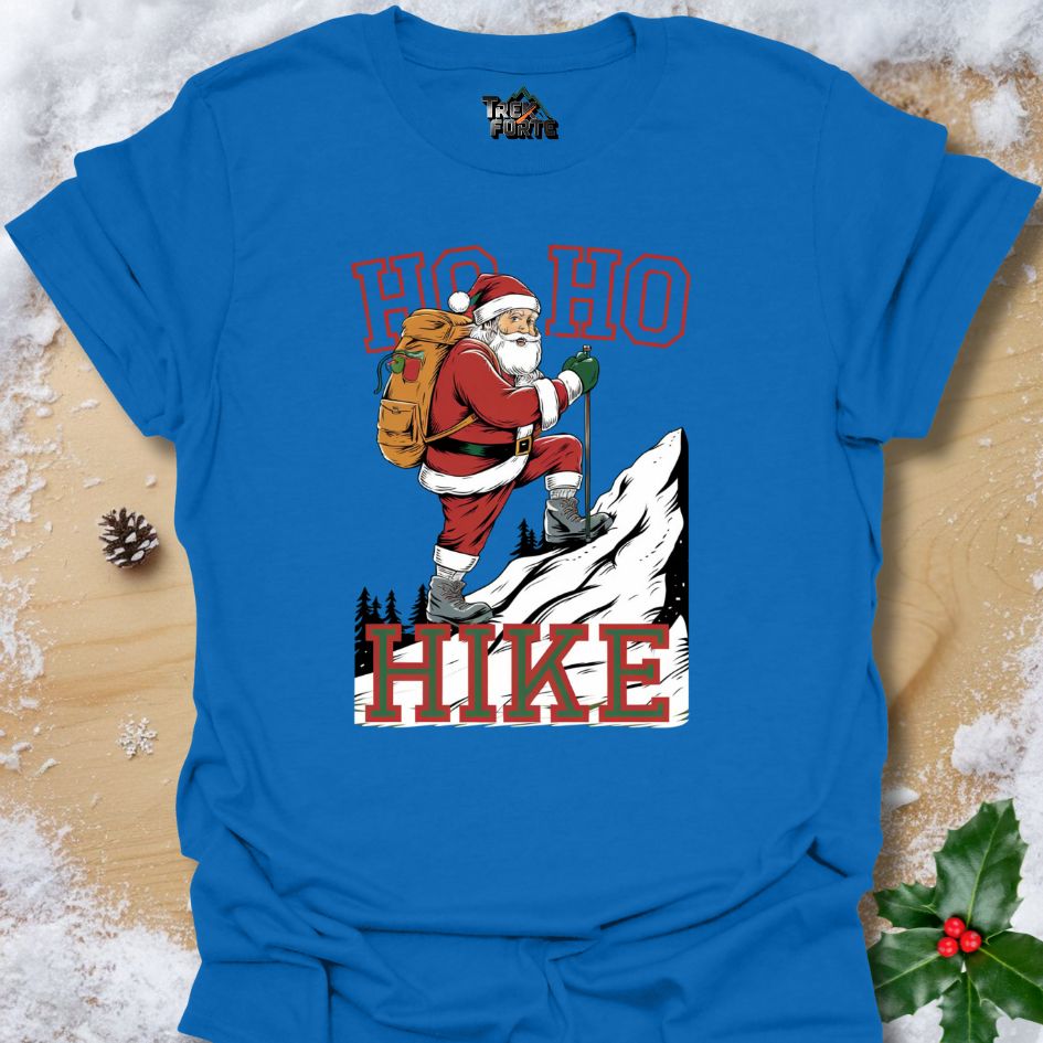 Santa Hiking Up a Mountain T-Shirt | HIKE Festive Outdoor Shirt