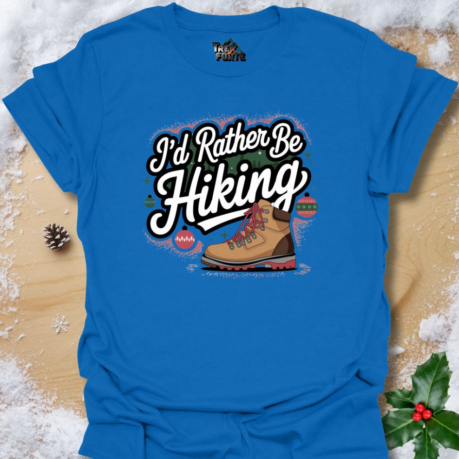 Winter Hiking Graphic T-Shirt with Ornaments | TrekForte Christmas Edition