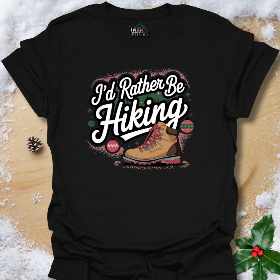 Winter Hiking Graphic T-Shirt with Ornaments | TrekForte Christmas Edition