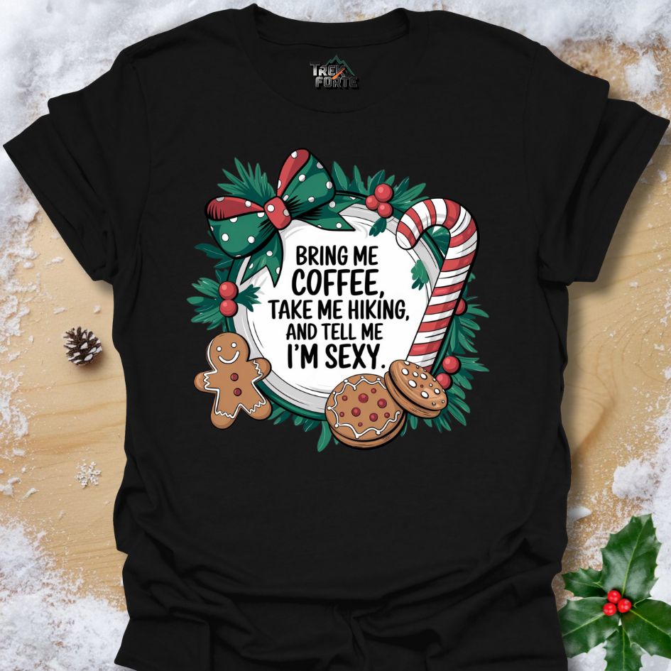 Festive Holiday Wreath T-Shirt | Gingerbread Man, Candy Cane & Christmas Cheer