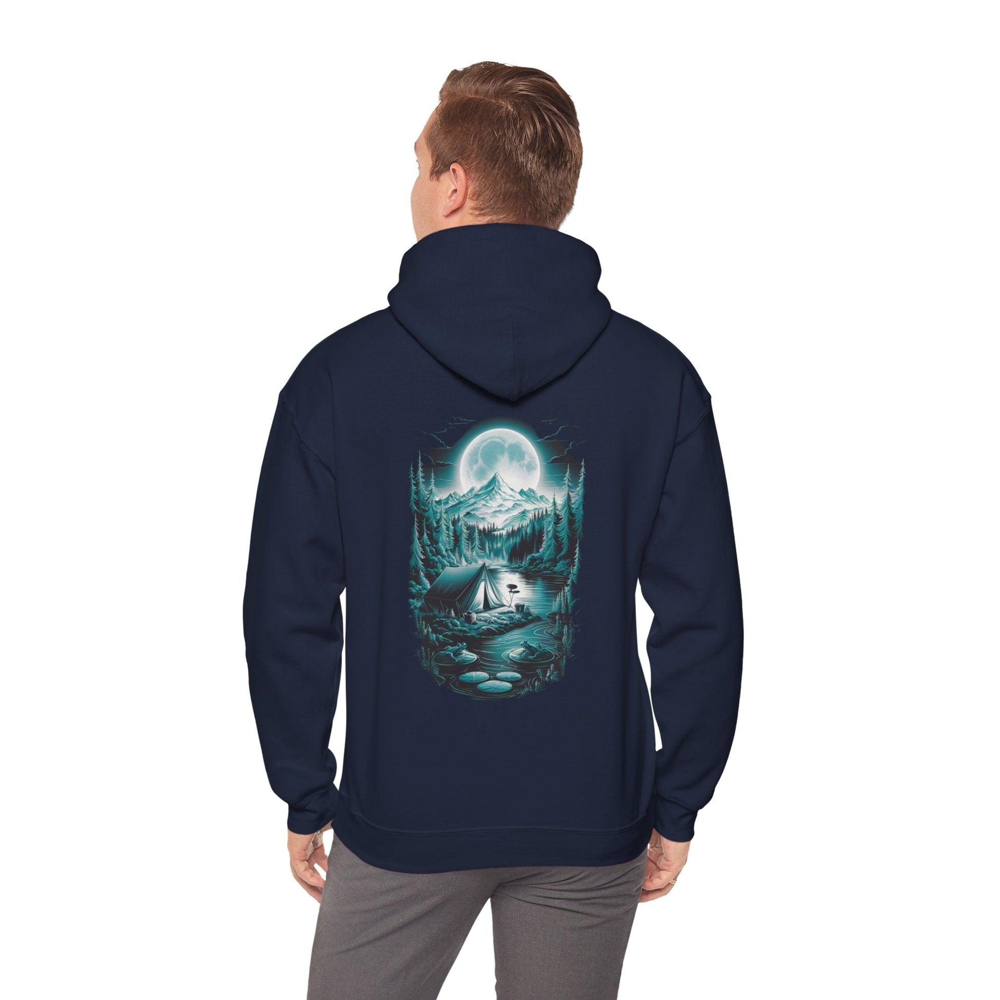 Hoodie Navy / S Hooded Sweatshirt - Moonlit Mountain Escape