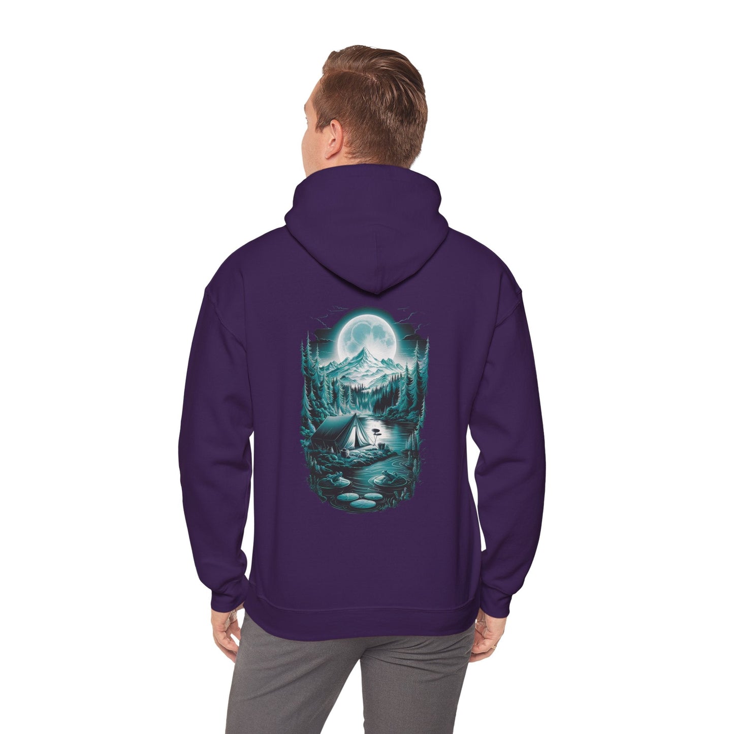 Hoodie Purple / S Hooded Sweatshirt - Moonlit Mountain Escape