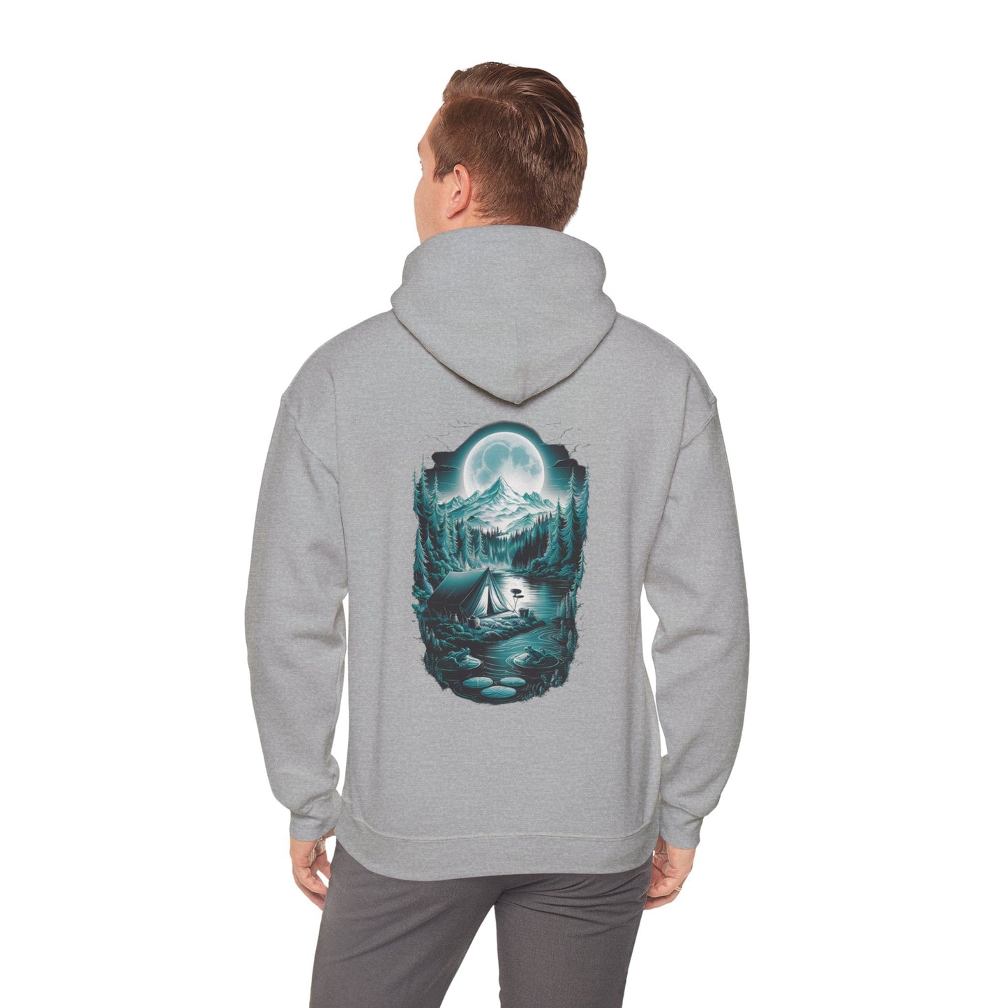 Hoodie Sport Grey / S Hooded Sweatshirt - Moonlit Mountain Escape