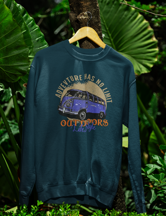 Adventure Has No Limit Sweatshirt, Outdoor Hiking Pullover, Camping Lover Gift, Adventure Themed Crewneck