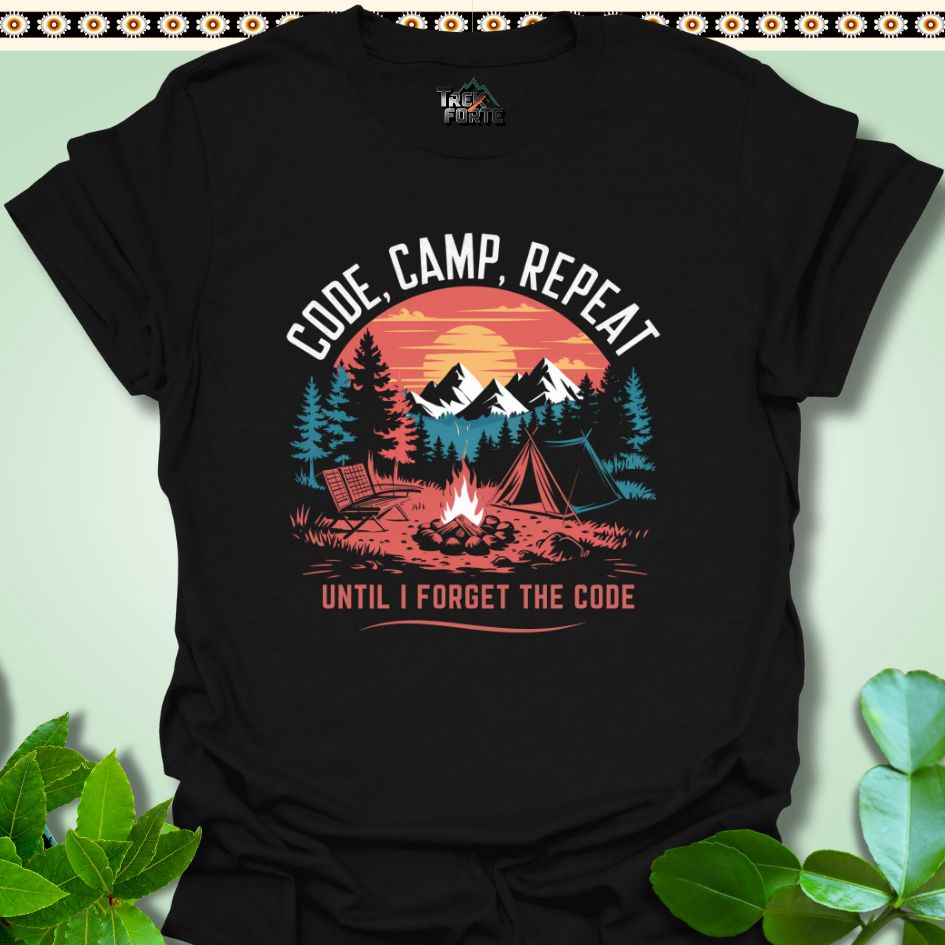 T-Shirt Black / S Code Camp Repeat Funny T-Shirt | TrekForte Apparel