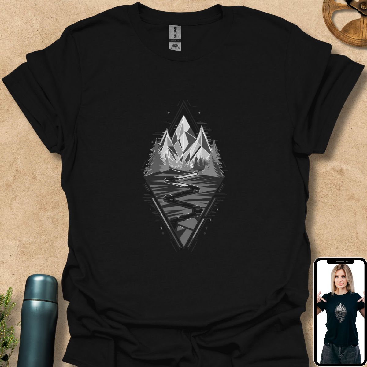 T-Shirt Black / S Peaks and Pines Geometry