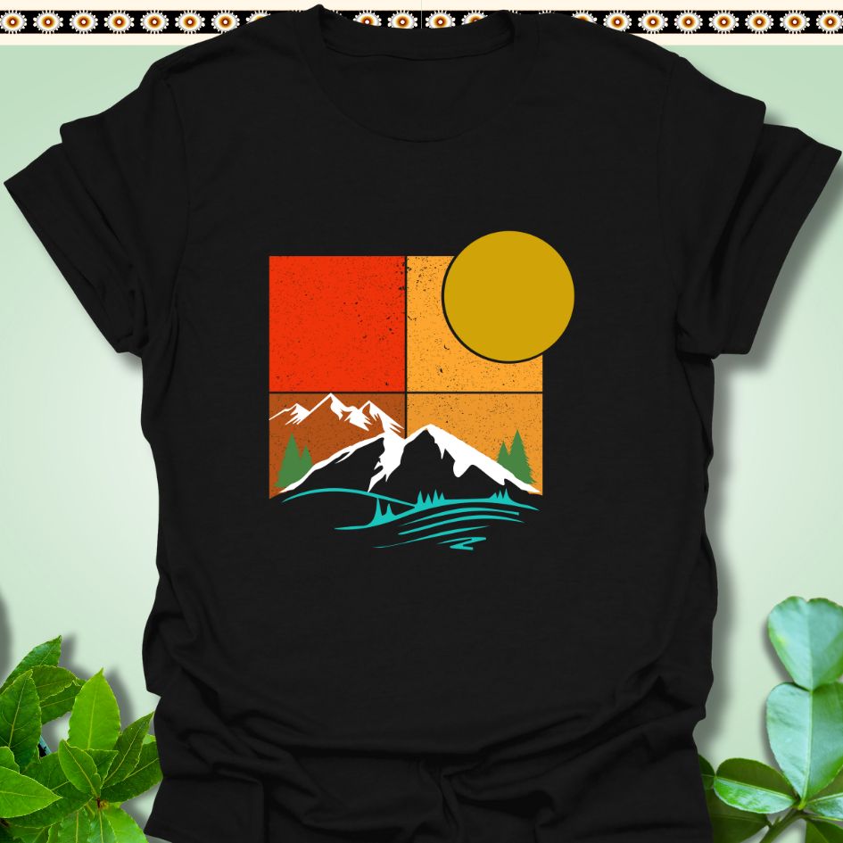 T-Shirt Black / S Sunset Mountains Silhouette T-Shirt  TrekForte Adventure Apparel