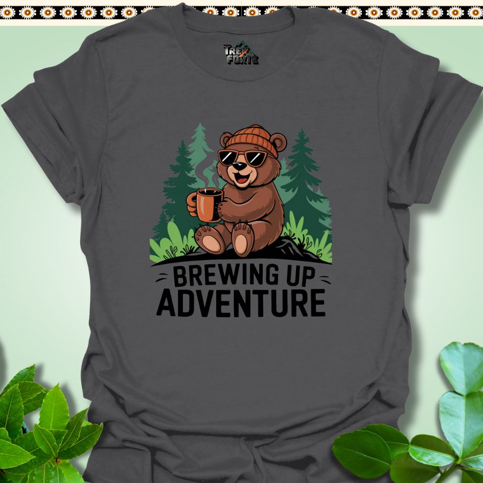 T-Shirt Charcoal / S Brewing Up Adventure Funny T-Shirt | TrekForte Apparel