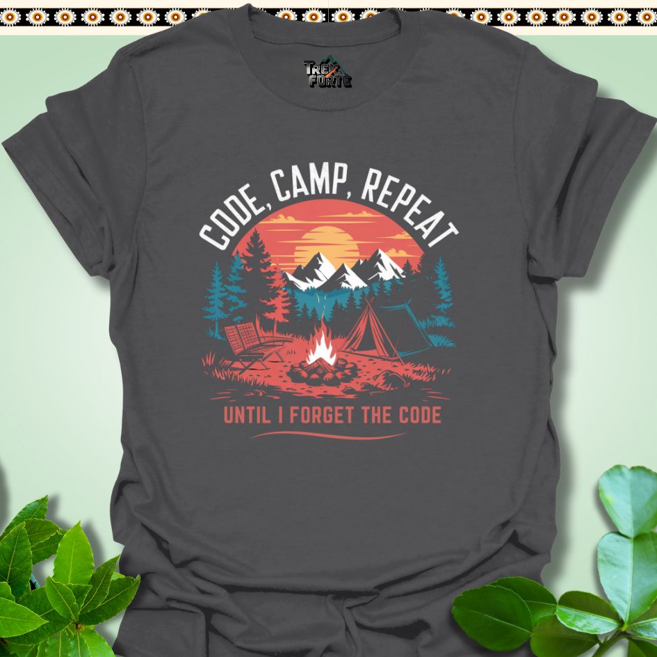 T-Shirt Charcoal / S Code Camp Repeat Funny T-Shirt | TrekForte Apparel