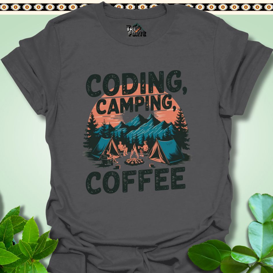 T-Shirt Charcoal / S Coding Camping Coffee Funny T-Shirt | TrekForte Apparel