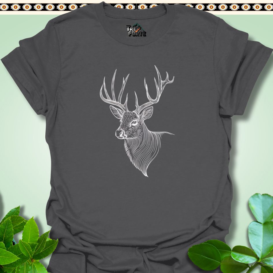 T-Shirt Charcoal / S Majestic Deer Outline line art Funny T-Shirt | TrekForte Apparel