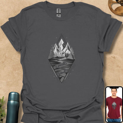 T-Shirt Charcoal / S Peaks and Pines Geometry