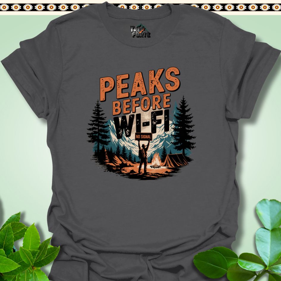 T-Shirt Charcoal / S Peaks Before Wi-Fi Funny T-Shirt | TrekForte Apparel