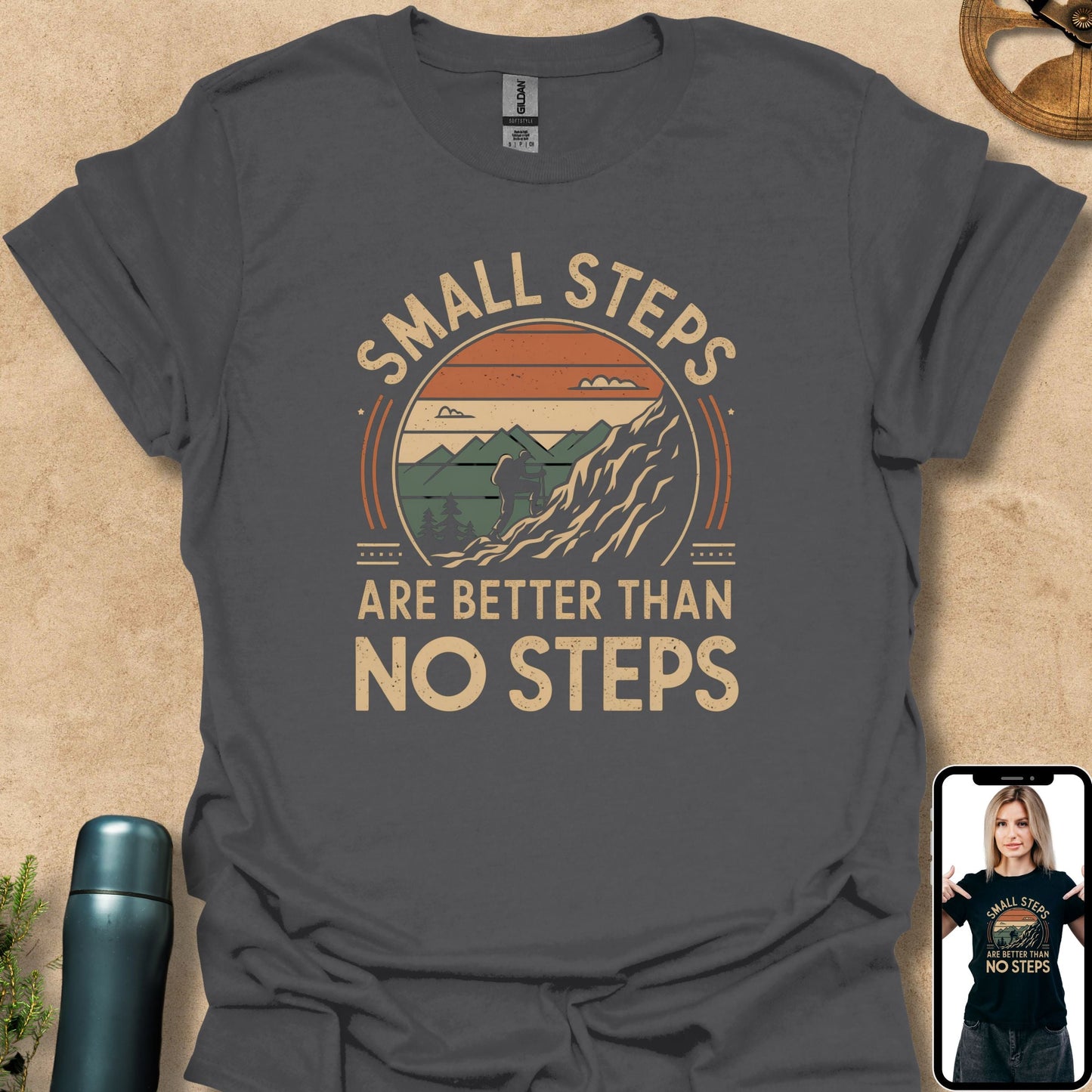 T-Shirt Charcoal / S Small Steps Are Better Than No Steps