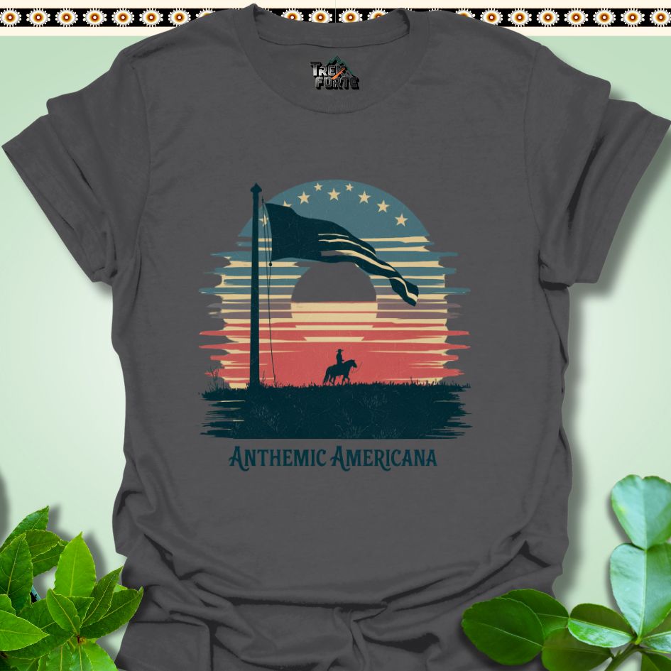 T-Shirt Charcoal / S Sunset Frontier Anthemic Americana Funny T-Shirt | TrekForte Apparel