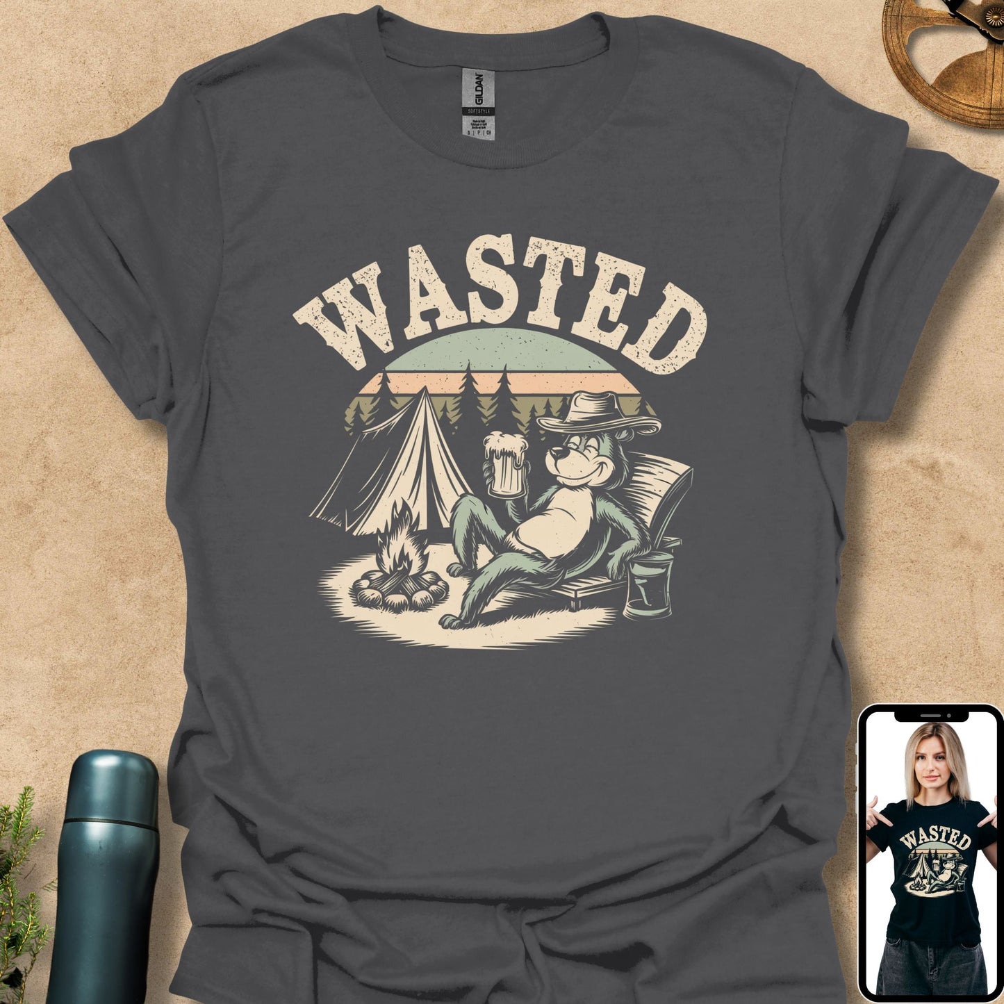 T-Shirt Charcoal / S WASTED Vintage Camping Vibes