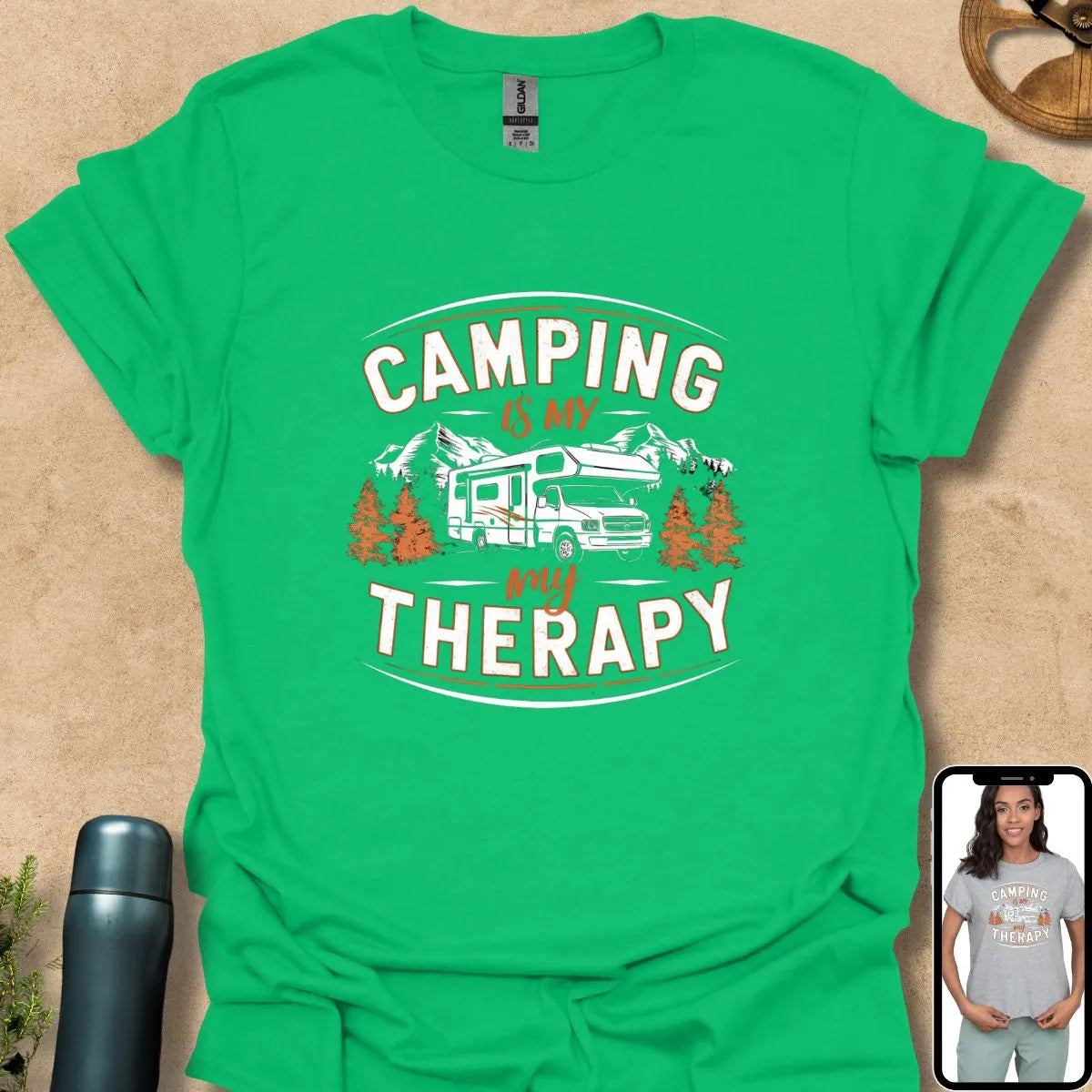 T-Shirt Irish Green / S Camping is My Therapy