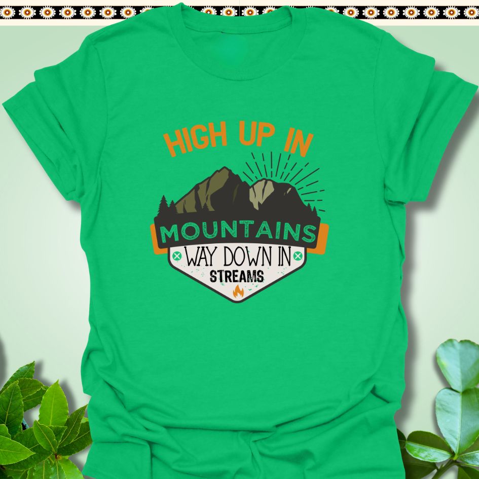 T-Shirt Irish Green / S High Up In The Mountains T-Shirt  TrekForte Adventure Apparel