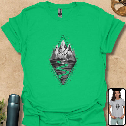 T-Shirt Irish Green / S Peaks and Pines Geometry