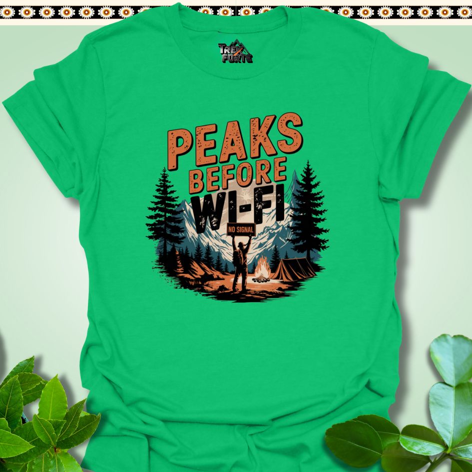 T-Shirt Irish Green / S Peaks Before Wi-Fi Funny T-Shirt | TrekForte Apparel