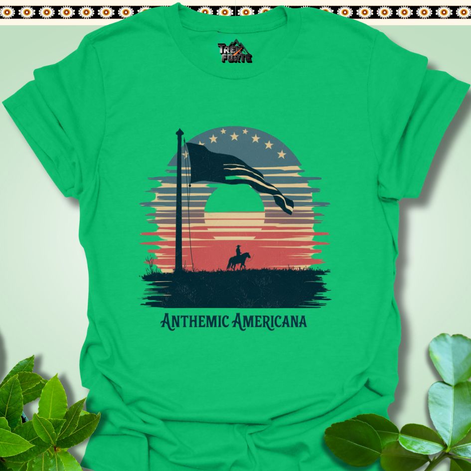 T-Shirt Irish Green / S Sunset Frontier Anthemic Americana Funny T-Shirt | TrekForte Apparel