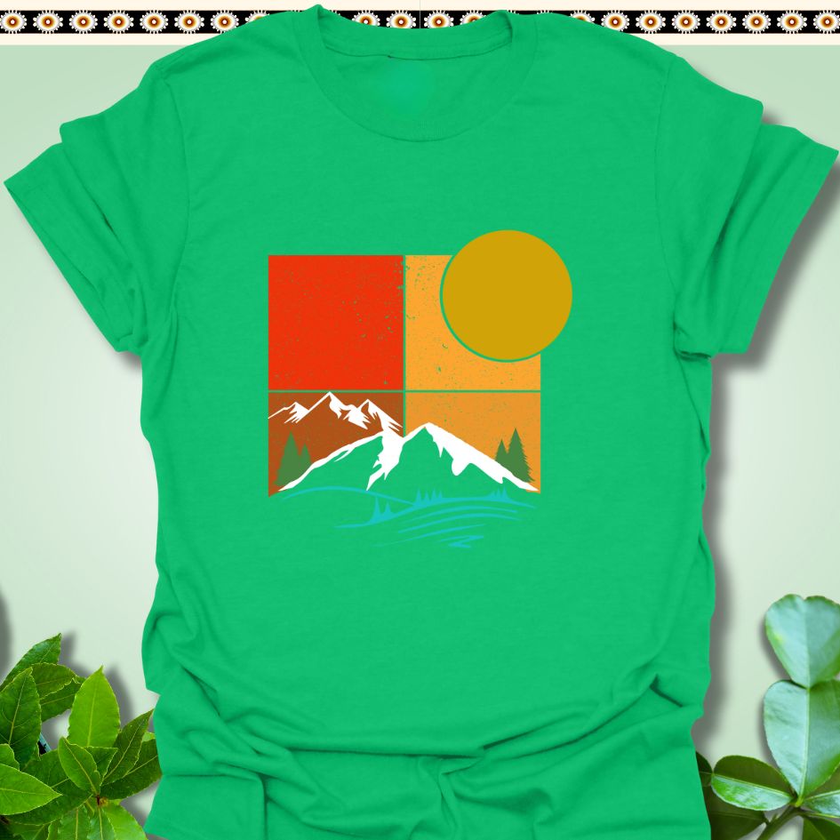 T-Shirt Irish Green / S Sunset Mountains Silhouette T-Shirt  TrekForte Adventure Apparel