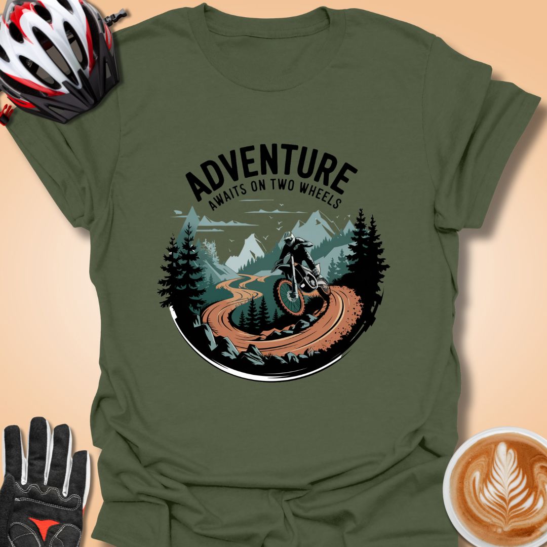 T-Shirt Military Green / S Adventure awaits on two wheels