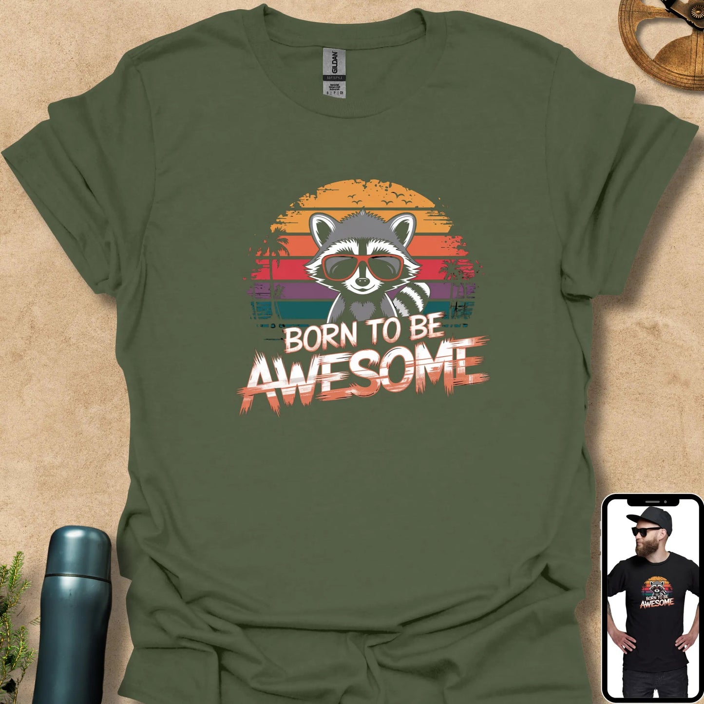 T-Shirt Military Green / S Born to Be Awesome