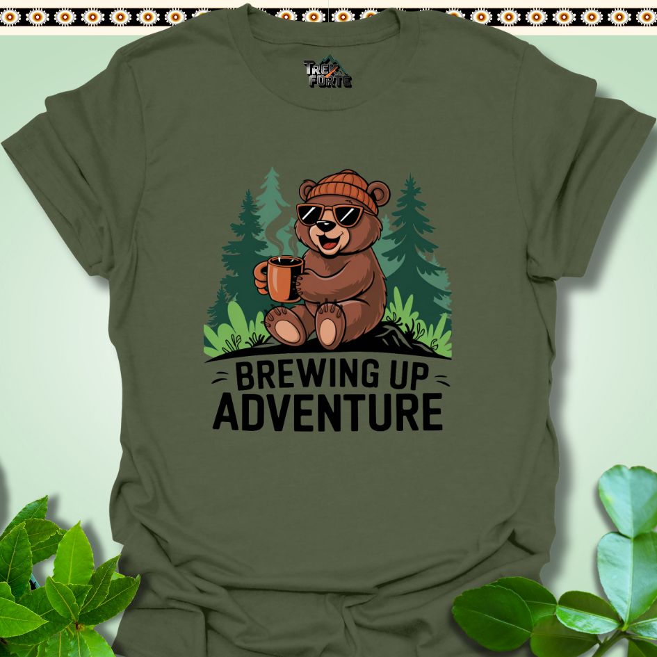 T-Shirt Military Green / S Brewing Up Adventure Funny T-Shirt | TrekForte Apparel