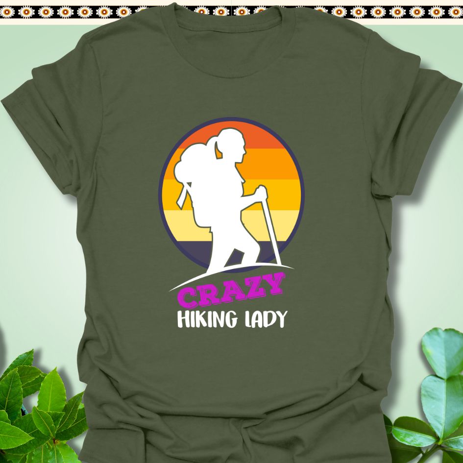 T-Shirt Military Green / S Crazy Hiking Lady T-Shirt  TrekForte Adventure Apparel