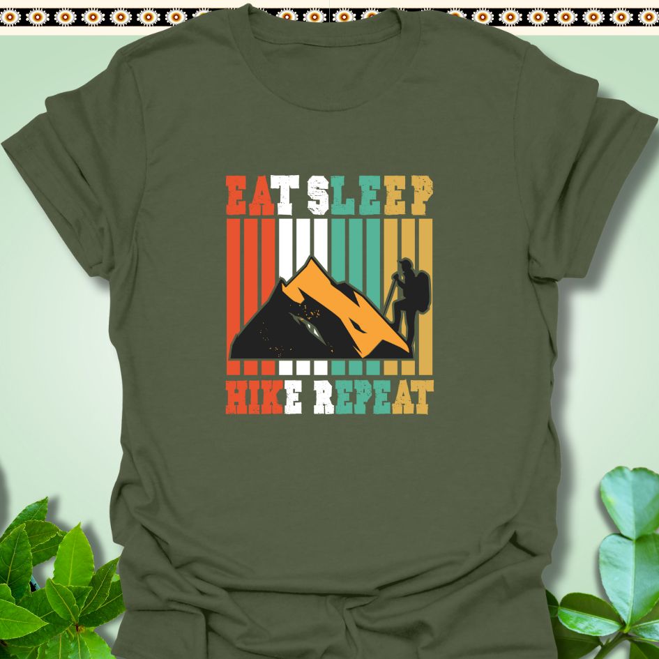 T-Shirt Military Green / S Eat Sleep Hike Repeat T-Shirt  TrekForte Adventure Apparel