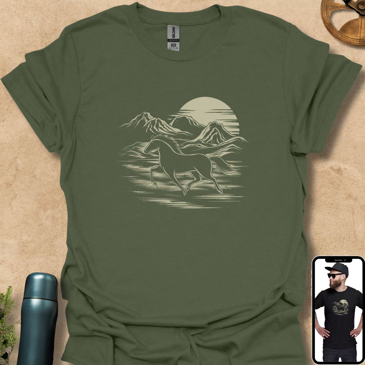 T-Shirt Military Green / S Galloping Through Twilight