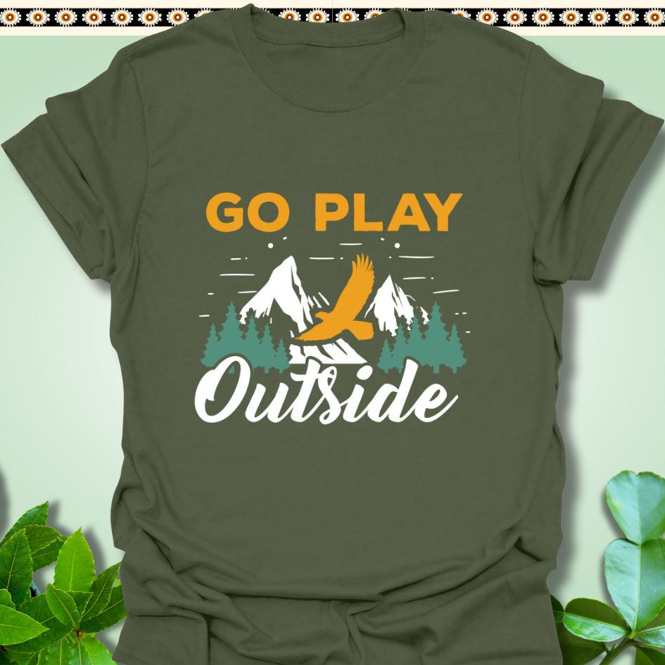 T-Shirt Military Green / S Go Play Outside T-Shirt  TrekForte Adventure Apparel