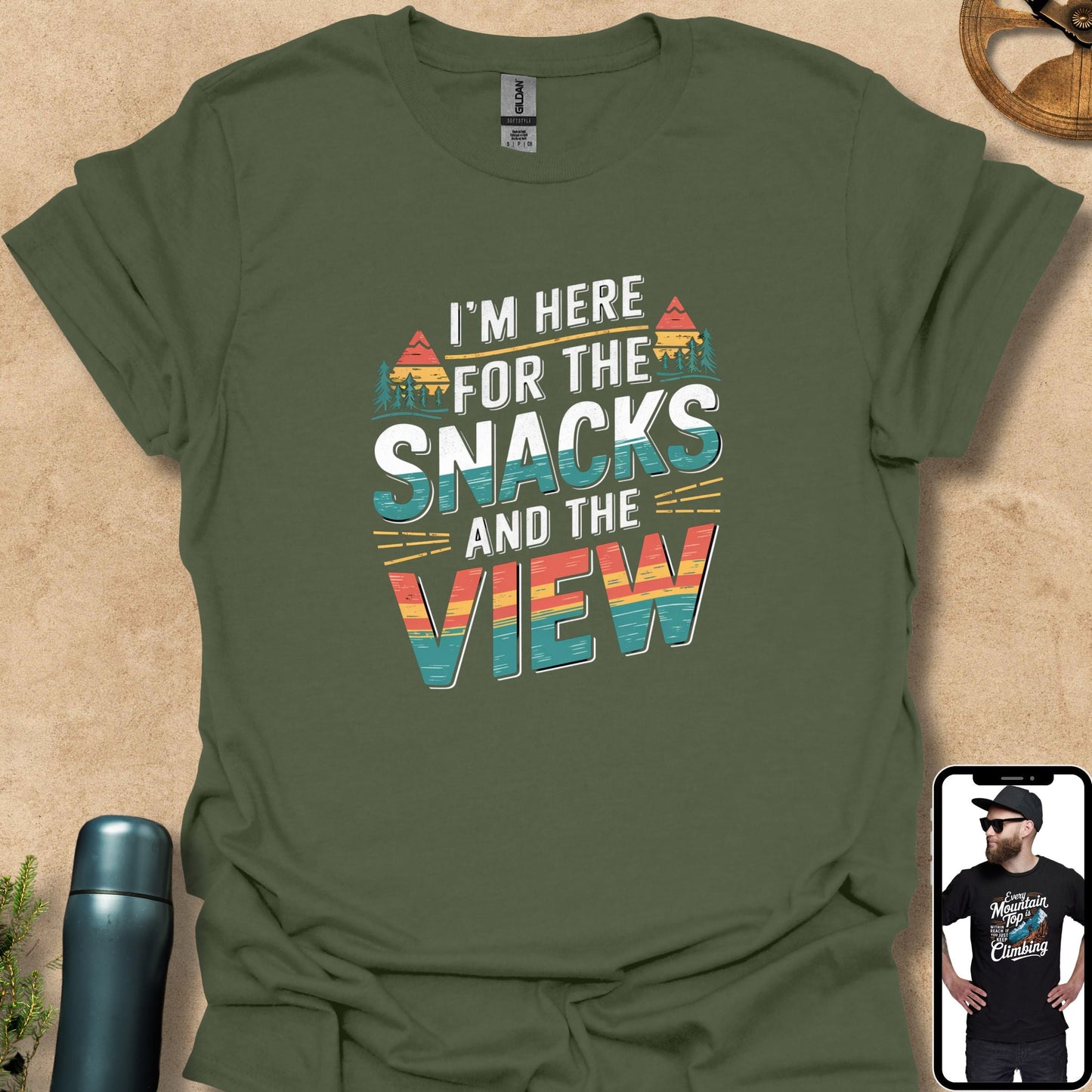 T-Shirt Military Green / S Here for the Snacks and the View